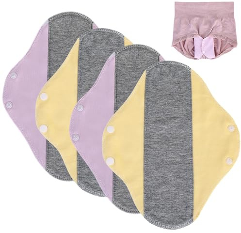 FHRYNA Salvaslip Cotone, Assorbenti Lavabili in Fibra di Bambù, Ecologici per Tutte le Donne, Rosa e Giallo, Adatti per Vita Quotidiana, Sport e Viaggio, Previeni Le Perdite di Urina