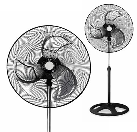 TIENDA EURASIA – Ventilador de Pie Industrial 90W | 3 Velocidades | Altura Regulable hasta 125 cm | Oscilante | 3 Aspas Resistentes | Base Estable | Negro | Uso en Hogar, Oficina, Taller o Terraza