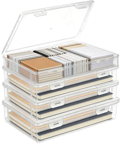 Zocipro 4Pcs Cajas Transparentes de Plástico A5, Caja Archivador Plastico Impermeable Archivos de Almacenamiento para Documentos Cartas Papel Revistas Libros (22x15.5x5 cm)