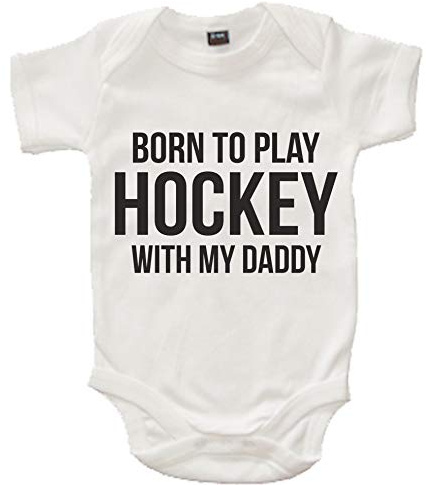 Body pour bébé Edward Sinclair « Born to Play Hockey with My Daddy » - Blanc - 6-12 mois