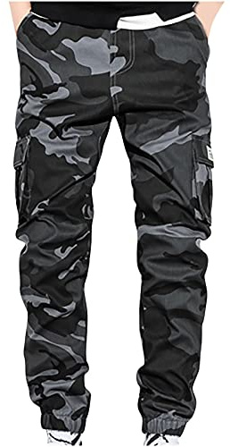 MOVERV Pantalón Casual para Hombre Jogging Deportivo de Camuflaje Suelto Cargo Multibolsillos - 6 Colores Talla Extra L-6XL