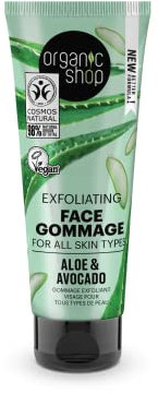 Organic Shop Gommage exfoliant pour le visage pour tous les types de peau, avocat et aloe (75 ml)