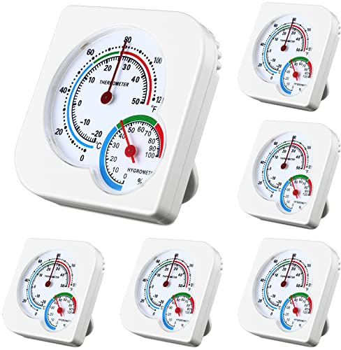 Kathfly 6 Pcs Indoor Thermometer and Humidity Gauge Indoor Mini Thermometer Hygrometer Temperature Humidity Meter Temperature and Monitor with Pointers for Home, Kitchen, Planting Room