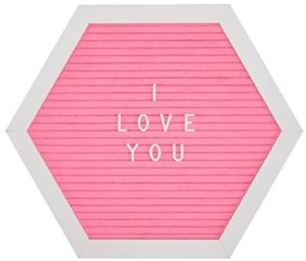 Melannco Felt Letter Board, Hexagonal, with Letters & Numbers, for Announcements, Pink & White