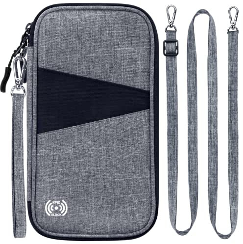 LUROON Custodia Porta Passaporti Famiglia con Protezione RFID Porta documenti da Viaggio Portafoglio Documenti & Organizer per Passaporti, Carte di credito, Carte D'Imbarco, Contanti, Monete