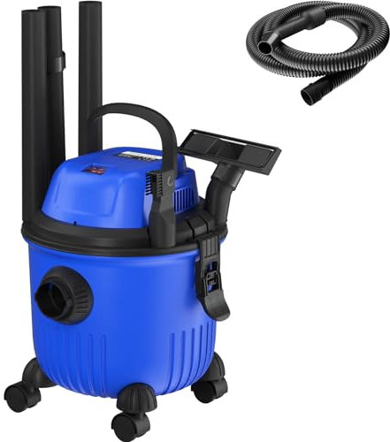 DICN Wet and Dry Vacuum 15 Litre Container 16KP Suction Force 800W Motor with 2M Power Cable Vacuum Cleaner Dry Rubbish/Standing Water/Clean Carpet for Home and Garden Car Garage, Blue