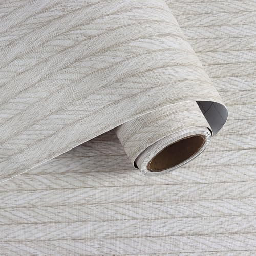 VaryPaper Peel and Stick Light Grey Faux Grasscloth Wallpaper 40cmx200cm Removable Textured Fabric Contact Paper Sticky Back Plastic Sticky Back Wallpaper for Living Room Bedroom Furniture Wrap Tables