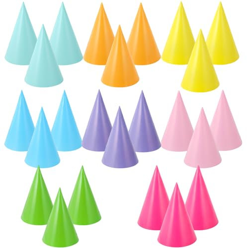 UILYNIU 24 Pieces Party Hats Lovely Cake Cone Birthday Paper Hats Party Paper Crown Paper Party Hats Set for Boys Gilrs Birthday Dress Up Party Decoration and Celebrations (24 pcs) (24 pcs)