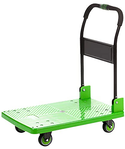 VDQUUACI Chariot à Plateau à Main avec 4 Roues et poignée en métal, Chariot à Pousser Roulant, Plateau en Plastique, Grande capacité pour Le déplacement des Bagages, Plateau Robuste, Une co