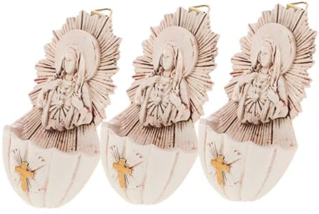 TOPBATHY 3pcs Catholic Holy Water Holder Resin Wall Hanging Decor for Home Office Entrance Religious Collectable for First Communion Sacred Representation Gift
