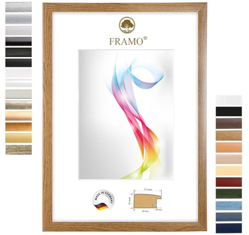 Marco de fotos FRAMO de madera 80 x 100 cm (medida de la imagen) en roble rústico | Tamaño seleccionable | Marco para pósteres | Puzzle | Collage de fotos | Fabricación a medida | Foto marco a medida