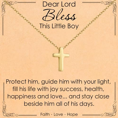GLEZZA Easter Basket Stuffers-Cross Necklace Gifts for Boys,Small Cross Pendant Necklace Religious First Communion Confirmation Baptism Jewelry Gifts