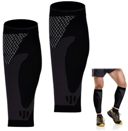 WiseJoy 2 Pcs Medias Compresivas, Medias de Compresión Hombre Mujer Calcetines Compresion para Pantorrilleras para Deportes, Running, Fútbol, Ciclismo, Varices, Circulacion Piernas