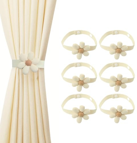 XFSRG 6 Pezzi Fermatenda Floreale Decoro Raffinato in tonalità Naturali, Facile da Usare, Ideale per Dare Un Tocco Romantico a Tende e Interni, Idea Regalo per Occasioni Speciali