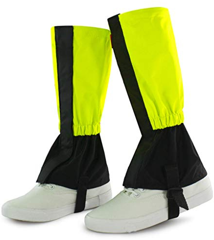 Hiking Leg Gaiters Snow Boot Gaiters Waterproof High Leg Cover for Outdoor Mountaineering Climbing Adult and Child (Green, Child)