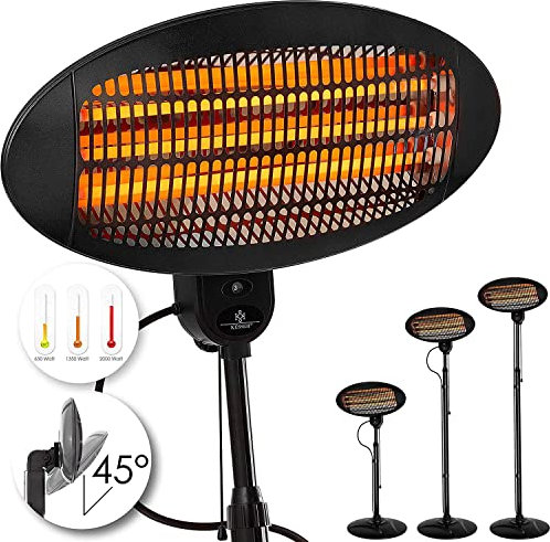 KESSER Chauffage de table à langer - Avec protection anti-éclats et arrêt anti-basculement - Pied - 2 en 1 (convient également pour montage mural) - Infrarouge - Chauffage de terrasse - Chauffage de