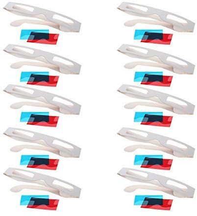 Othmro 10pcs Paper Cardboard 3D Glasses - Red-Blue & White, Frame 3D Glasses for 3D Virtual Video, DVDs, Games, Comics & Images