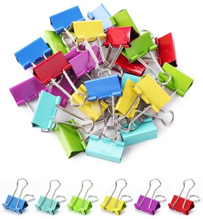 Mr. Pen- Binder Clips, 32 mm, 25 Pack, Colored Colored Binder Paper Clips Medium Size, Paper Clamps for Office Supplies, Home, School, Business, Document Organizing