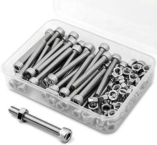 M5 x 50mm Kit di Viti Bulloni a Brugola e Dadi in Acciaio Inox 304,Vite a testa cilindrica con esagono incassato (Bullone 40 pz, Dadi 40 pz)