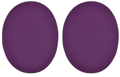 celloexpress Purple Faux Suede Elbow Patches Iron-On (2 Pairs) | 140mm x 110mm Oval Patch for Knees Repair Jacket Jumper DIY Clothing