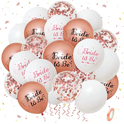 Hen Party Balloons 30 Pcs 12 Inch Rose Gold Bride to Be Decoration | Sturdy and Durable, Wedding Set with a Ribbon, Hen Do Accessories for Girls’ Night Bridal Shower Bachelorette