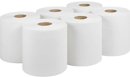 Aspect Kitchen Roll 6 x Premium Quality 2-Ply White Centrefeed Paper Hand Towel Rolls, 400 Sheet Per Roll, Super Absorbent Kitchen Towel