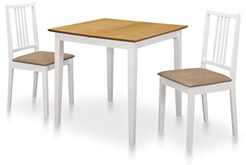 Gecheer 3 delar. Matgrupp trä | matbord med 4 stolar | matbordsgrupp, sittgrupp, utdragbart matbordsset, stolset, brunB