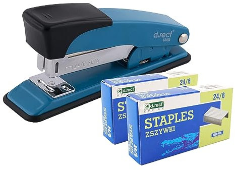 D.RECT 315A Metallheftgerät mit 2.000 Heftklammern, Hochleistungsheftgerät, Büroheftgerät, Industrieheftgerät, Tischheftgerät, Hefter 30 Blatt, Tacker für Büro, Heftgerät für den Schreibtisch, Blau