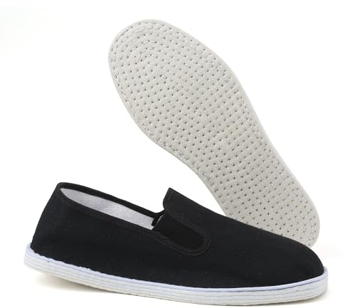 Martial Art Cloth Shoes Kung Fu Tai Chi Cotton Sole Canvas Shoes Black (Black, Adult, Men, 9, Numeric, US Footwear Size System, Medium)