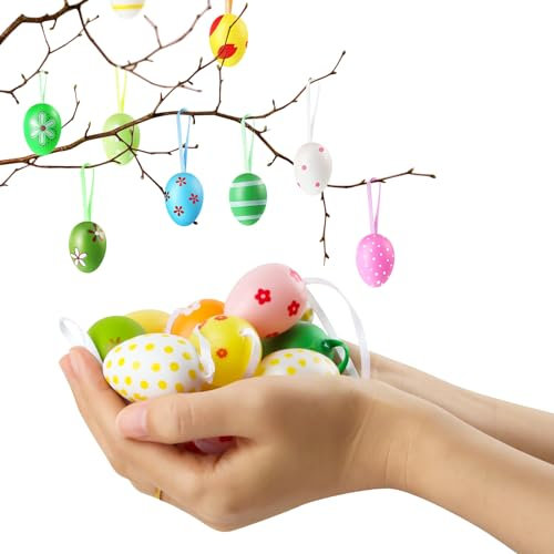 ZoneYan 24 Stück Osterdeko, Ostereier Zum Aufhängen, Ostereier Zum Aufhängen, Osterdekoration,deko-Ostereier zum aufhängen, Deko Ostern, Osterdekoration, Frühlingsdeko Zum Aufhängen (4cm)