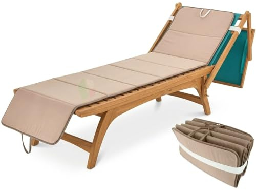 Tata Home Cuscino Imbottito per Sdraio Lettino Materassino Prendisole Pieghevole Cuscino Poltrona Sdraio Relax Trasportabile Salvaspazio Misura Maxi 52x200 cm Tortora Marrone
