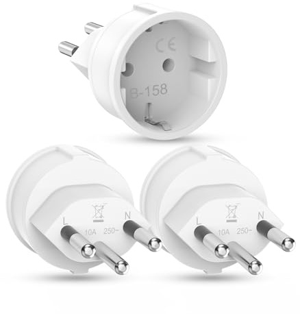 3 Stück Schweiz Reiseadapter, Deutschland auf Schweiz Reiseadapter, Schuko EU zu Typ J Steckdose, Reisestecker Steckdosenadapter für Malediven, Ruanda, Liechtenstein