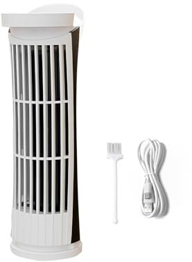 dijiusidy Kleiner Tischventilator Turmventilator Klimaanlagenventilatoren Für Zu Hause Wohnzimmer Schlafzimmer USB Schreibtischventilator Tischlampe 2 Geschwindigkeiten Leise, Weiß