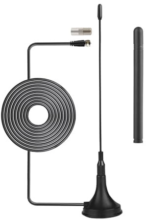 Vecys Antena de TV Digital HDTV DVB-T de 5 dBi VHF UHF Mini Antena con Base Magnética y Dos Varillas de Repuesto Antena Interior de 50 Millas Cable Coaxial RG174 de 9.84ft para Dispositivos DVB-T