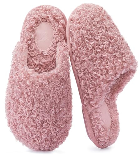 RockDove Women's Twirl Fleece Cozy Scuff Memory Foam Slipper | Twirl Fleece, Chic, Fluffy, Puffy, Non-Slip, Warm, Soft, Memory Foam, Machine Washable, Breathable, Gift-Ready