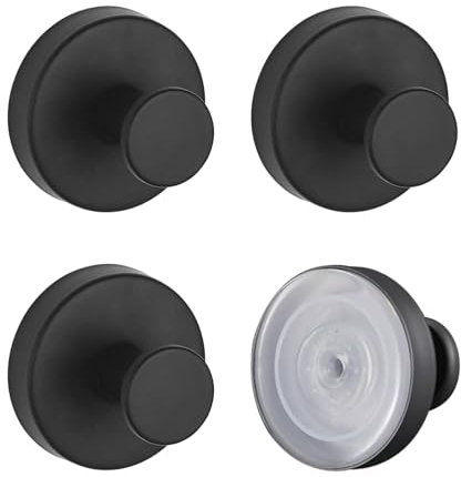 Luazvilkpsar 4 Piezas Ganchos Ventosa de Succión, Colgador Toalla Baño, Colgadores Baño, Gancho Ventosa de Vacío, Colgador Toallas, Gancho para Ventosa, para Baño, Pared, Cocina, Vidrio (Negro)