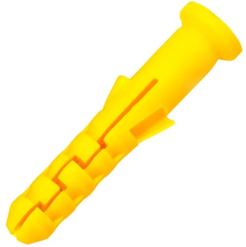 Pack of 50 Plastic Expansion Pipes, Impact Dowels, Expansion Tube, Cavity Dowels, Nail Dowels, Plastic Wall Mounting Bolts without Screws for Hollow Drywall Wall Mounts, Yellow, M10 x 100 mm