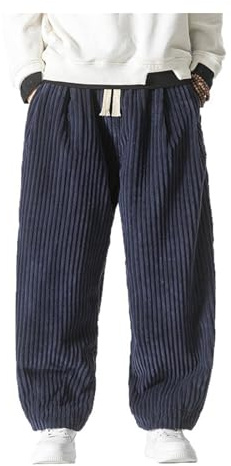 Masaaki - Pantalon en Velours côtelé Pantalon d'hiver en Velours côtelé Japonais Sarouel pour Homme, Style Jogging décontracté, Hip - hop et Rue
