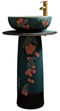 Lavandino a piedistallo Mobile bagno con lavabo in ceramica indipendente rubinetto e kit di scarico