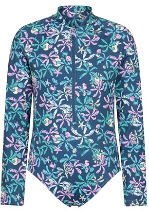 Mountain Warehouse Mira Kids Rash Swimsuit - Lightweight, Stretchy Children Rashie, Boys & Girls - Spring Summer, Beach, Swimming, Pool, Diving & Water Sports Dark Teal Kids Size 9-10 Years