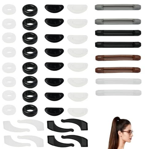 Aihoom 26 Paires de Retenues de Lunettes en Silicone, Protege Branche, Coussinet Nez, Accessoires en Silicone pour Lunettes, Embouts de Crochet, Plaquette pour Lunettes de Soleil