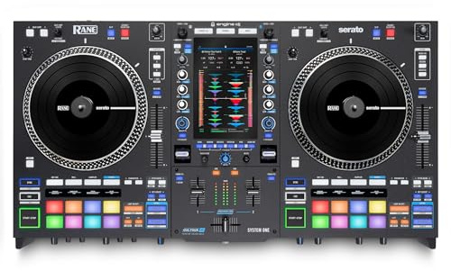 RANE SYSTEM ONE Controlador DJ todo en uno autónomo motorizado con Engine DJ OS, mezcla fluida en 2 platos, Stems FX, Serato DJ Pro, salidas XLR