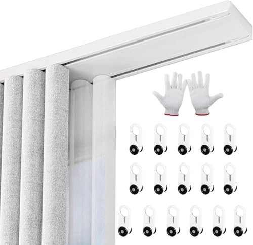 Binario for tende montato a soffitto for a doppia fila Divisorio for for in alluminio Pali for silenziosi for soggiorno camera da letto(White,2.60m/8.5FT)