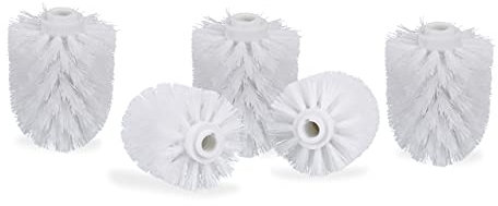 Relaxdays cabezal de cepillo de inodoro, escobillas de inodoro sueltas con rosca de 12 mm, diámetro del cabezal de repuesto, blancas, 8 x 8 x 9 cm, juego de 5