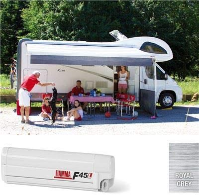 Fiamma F45L Winch Awning Wind Out 500 Polar White Case Royal Grey Fabric 06530A01R F45L