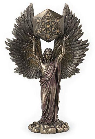 Veronese Design Archangel Metatron Holding Up Sacred Geometry Cube Statue