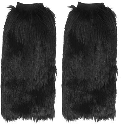 Toyvian 40cm Faux Fur Leg Warmer Boot Covers for Women Girls Black