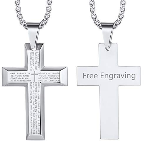 Richsteel personalisierte Kreuzkette mit Gebetswort Edelstahl kette mit Gebetswort für Jungen und Herren