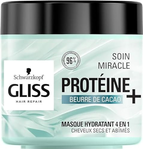 Schwarzkopf - Gliss - Maschera idratante Miracolo 4 in 1 - Capelli secchi, danneggiati - Cura dei capelli - 96% di ingredienti di origine naturale - Vaso da 400 ml