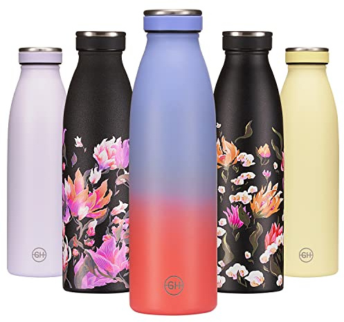 B2DO for GH Trinkflasche Edelstahl 500ml Flieder Rubin | Wiederverwendbare Vakuum Metall Thermoskanne Wasserflasche |Auslaufsichere isolierte Thermosflasche |BPA-freie Isolierflasche für Sport, Office